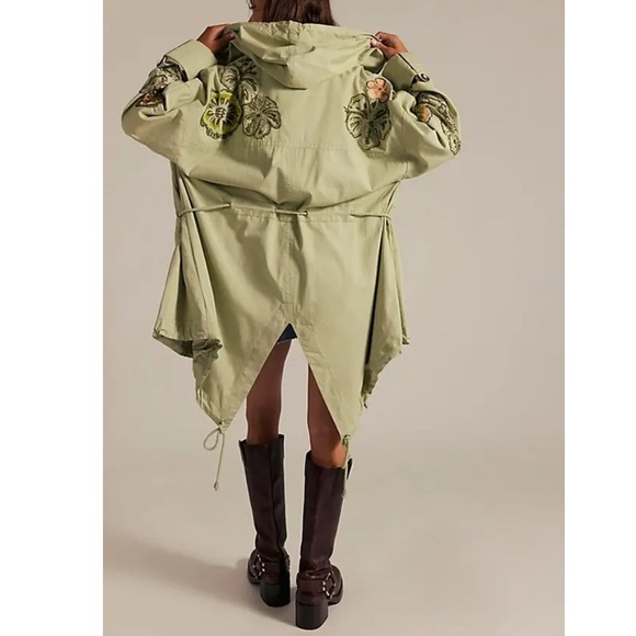 Free People We the Free Davy Jones Embroidered Beaded Parka in Sea of Sage - Picture 2 of 11